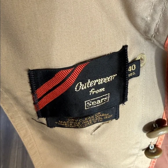 Vintage Sears Men's Tan Double-Breasted Trench Coat - Picture 8 of 12